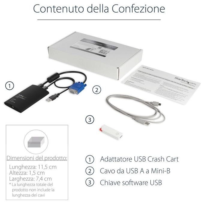 Adattatore crash cart portatile console KVM a USB 2.0 del laptop con trasferimento di file e Acquisizione Video
