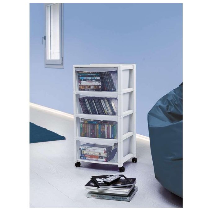 Stefanplast Cassettiera Libera 4 Cassetti Bianco