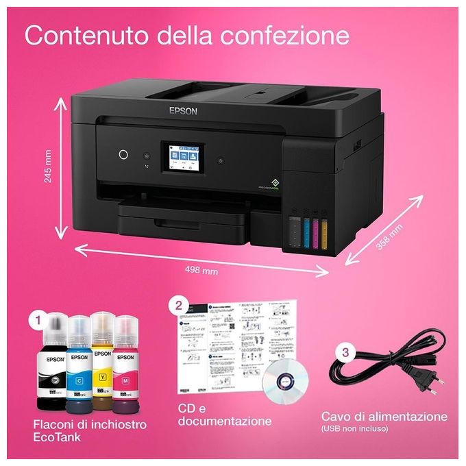 Epson C11CH96401 EcoTank ET-15000 Stampante Multifunzione Inkjet A3+ 4800x1200 DPI Wi-Fi Ethernet ADF Fronte Retro colore Nero