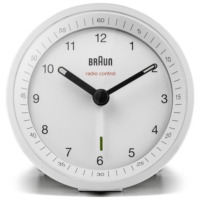 Braun BC07W-DCF Sveglia al quarzo analogica con radiocontrollo DCF allarme crescendo illuminazione tampone e indicatori luminosi colore Bianco
