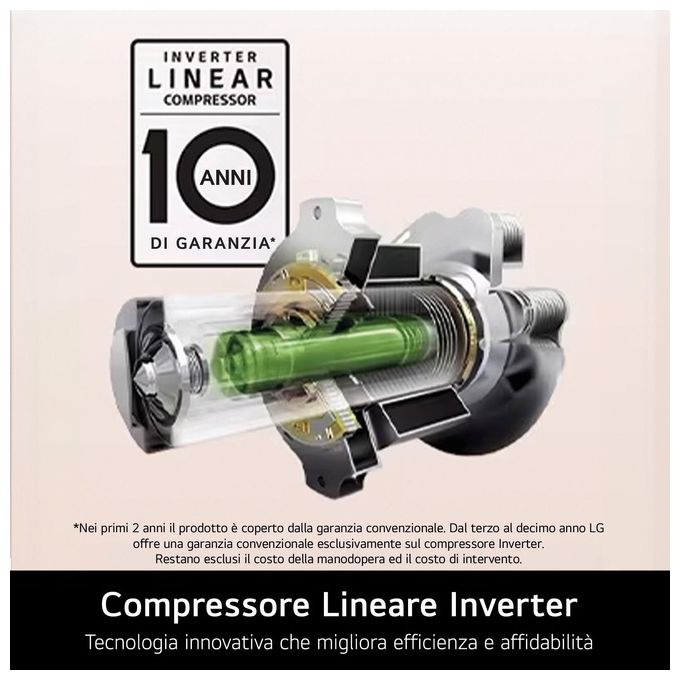 LG GBP52PYNBN Frigorifero Combinato 384 L 203 cm Classe B 35 dB Total No Frost Door Cooling+ Fresh Converter colore Argento