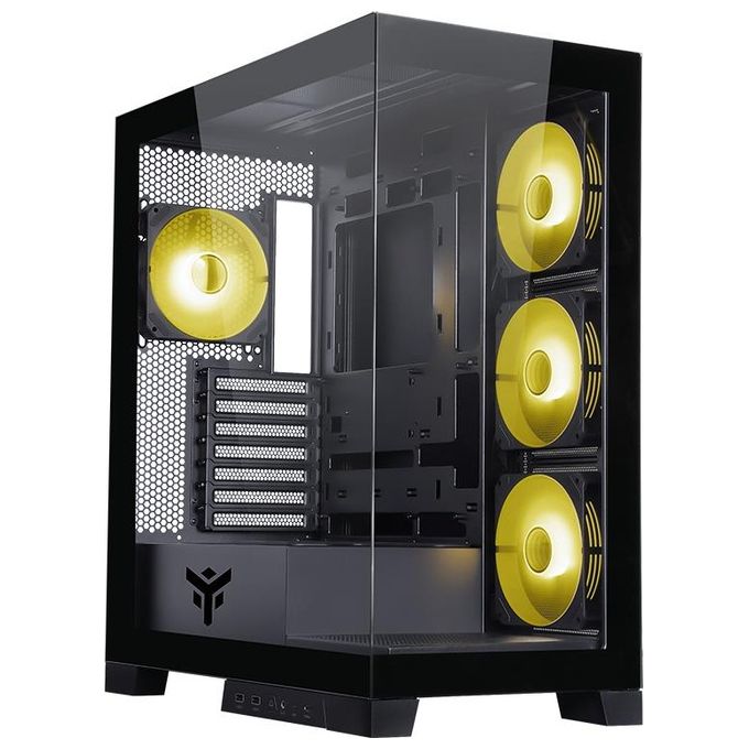 Itek ITGCASB45B SHOWBUI PC Case Tower Gaming ATX 4 Ventole ARGB 12cm 2xUSB3 Type-C Pannello Vetro Temperato colore Nero