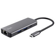 Trust 24968 Dalyx Adattatore Multiporta USB-C 6 in 1 HDMI 4K 60Hz Gigabit Ethernet 2 USB-A 2 USB-C 100W colore Argento