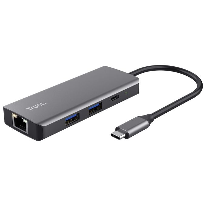 Trust 24968 Dalyx Adattatore Multiporta USB-C 6 in 1 HDMI 4K 60Hz Gigabit Ethernet 2 USB-A 2 USB-C 100W colore Argento
