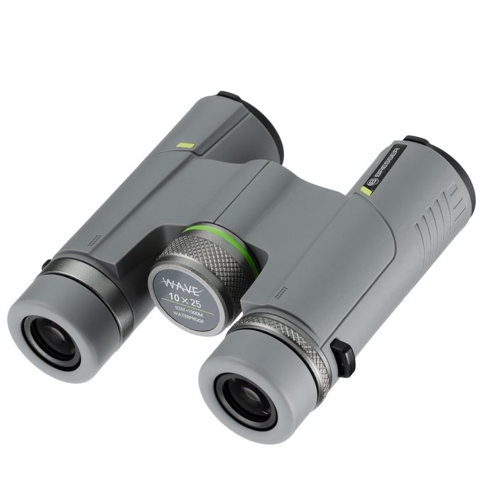 BRESSER 1331025 Wave Binocolo Tascabile Impermeabile 10x25 con Prismi BaK-4 Rivestimento Multistrato colore Grigio