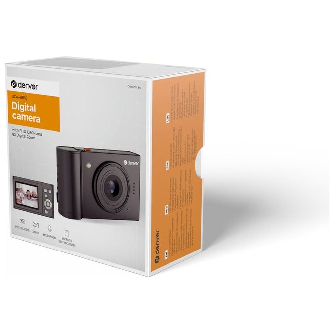 Denver DCA-4811B Fotocamera Compatta Digitale 48 MP CMOS Full HD 1080p Schermo LCD 2.8'' Zoom 8x colore Nero
