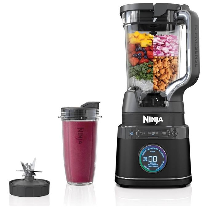 Ninja TB301EU Detect Power Pro Frullatore 2 in 1 con Caraffa 2L e 2 Bicchieri Monoporzione 680ml BlendSense 1200W colore Nero