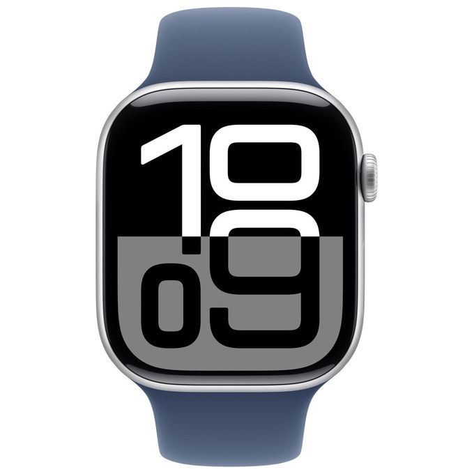 Apple MWWL3QL-A Apple Watch Series 10 GPS Smartwatch 46 mm con cassa in alluminio Argento e cinturino Sport Loop Denim colore Denim