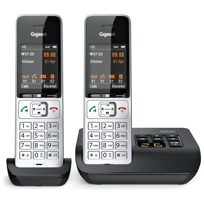 Gigaset L36852-H3023-B101 COMFORT 500A duo Telefono analogico DECT con vivavoce e identificatore di chiamata colore Nero Argento