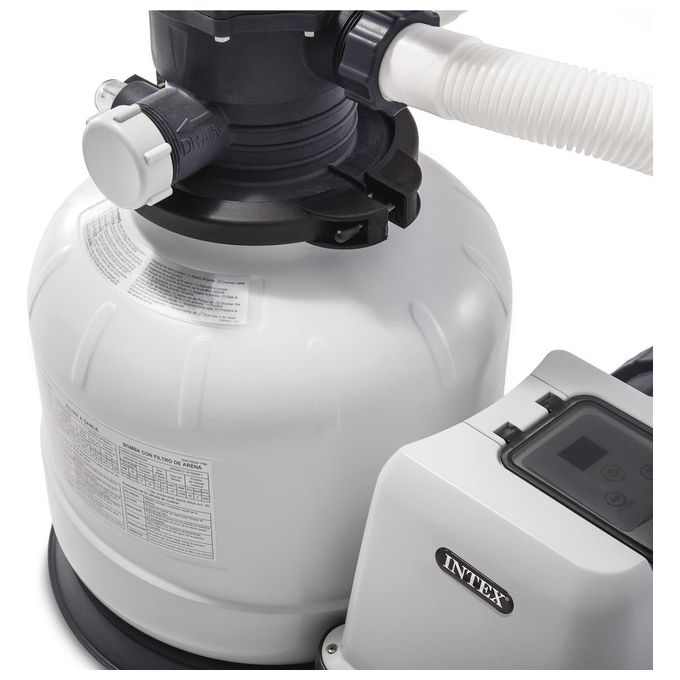 Intex Pompa a Sabbia 10000 L-H Flusso Acqua da 10.500 L-H, Flusso Sistema Da 8.000 L-H Bianco