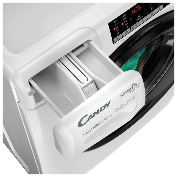 Candy CSOW44644TWMB6-S Smart Pro Lavasciuga Slim 6-4 Kg 1400 rpm Classe A Inverter Wi-Fi Vapore (85x65x45 cm) colore Bianco