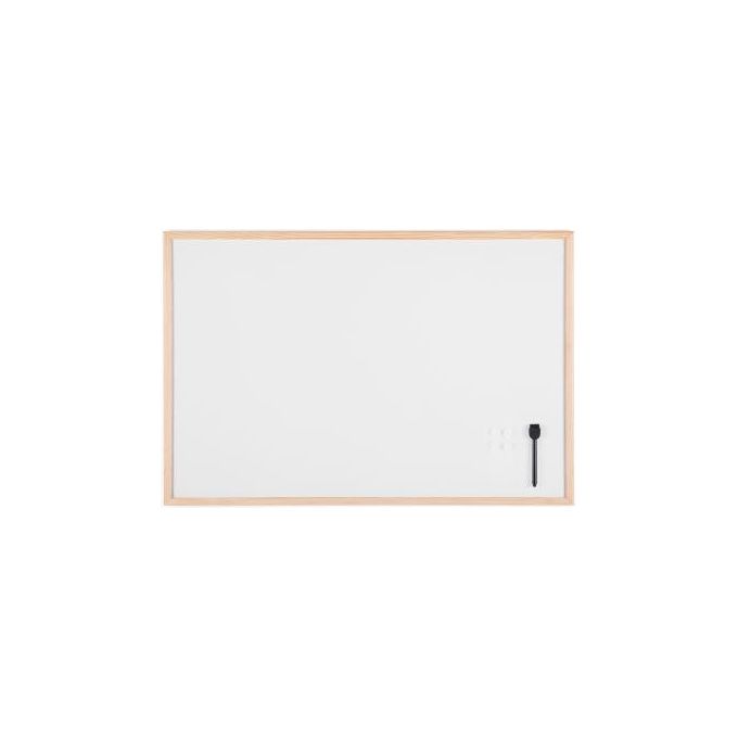 Bi-Office Lavagna Budget Bianca Laccata con Cornice in Legno 90x60cm