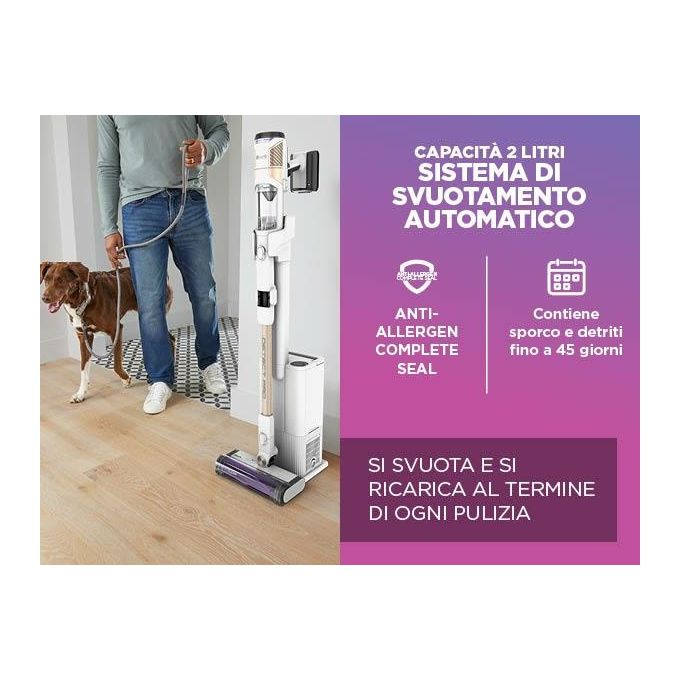 Shark IW3611EUN Detect Pro Aspirapolvere a Bastone Senza Filo Autosvuotamento 2L Antigroviglio 60 min autonomia colore Bianco