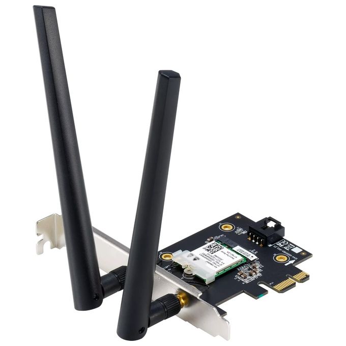 Asus PCE-AXE5400 Scheda di Rete WiFi 6E PCI-E Banda 6GHz 160MHz Bluetooth 5.2 WPA3 OFDMA MU-MIMO 2 Antenne Esterne colore Nero