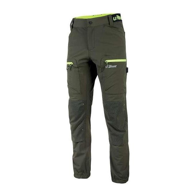 U-Power WFU267DG Horizon Pantalone da Lavoro Uomo Stretch 92% Nylon 8% Elastan Multi-Tasche Reflex colore Dark Green