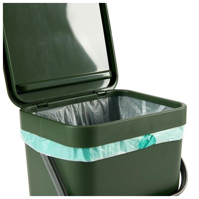 Perfetto 29125 Pattumiera per Rifiuti Organici Gino 5 L Rettangolare con Coperchio e Gancio Riposizionabile colore Nero Verde