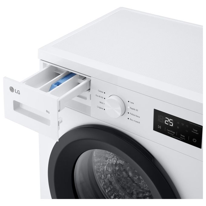 Lg F4NA10S8NWK Lavatrice Slim 8 Kg Classe A Profondita' 47 cm Centrifuga 1400 giri Inverter Vapore colore Bianco