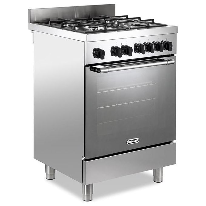 De'Longhi GEMMA 66 ML Cucina 60x60 cm Gas 4 Fuochi Doppia Corona Forno Elettrico 74 L 10 Funzioni Classe A colore Inox