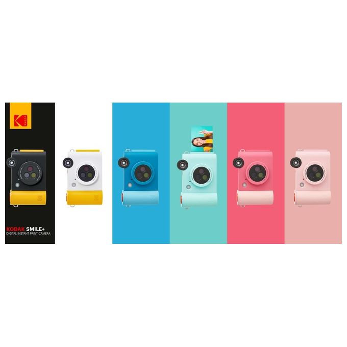 KODAK RODSMPCAMW Fotocamera Istantanea Digitale 2-in-1 con Stampa ZINK 2x3'' Bluetooth Obiettivo Rotante Filtri Speciali Slot microSD Batteria Ricaricabile colore Bianco