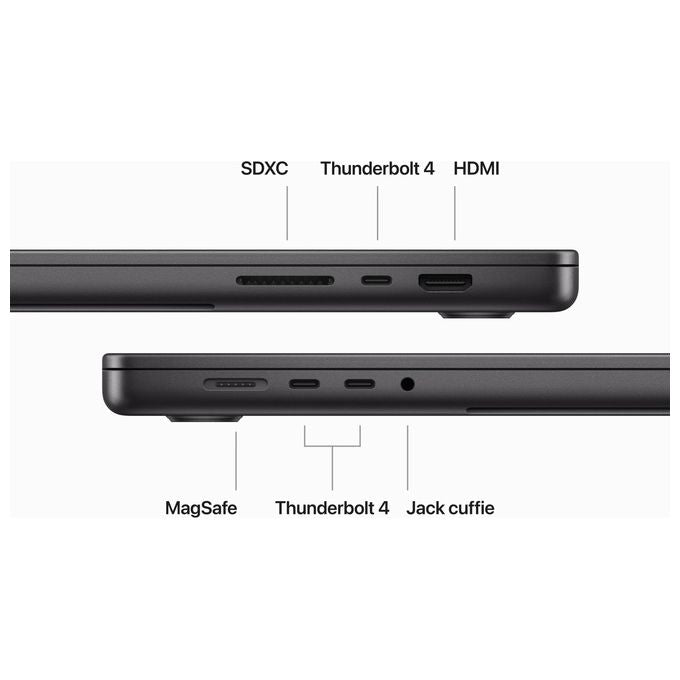Apple, MacBook Pro 16'', Chip M3 Pro 12-Core CPU, 18GB, 512GB SSD, Nero Siderale