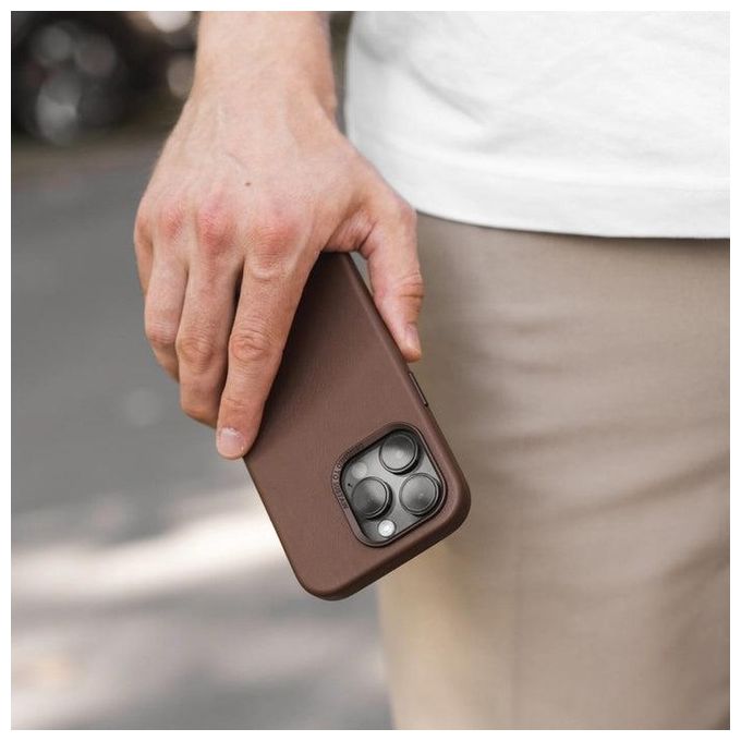 Woodcessories Bio Leather Case MagSafe per iPhone 15 Plus Marrone