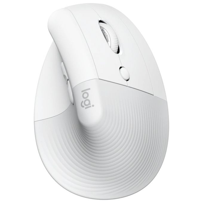 Logitech 910-006475 Lift Mouse Ergonomico Verticale Senza Fili Bluetooth Logi Bolt USB 4 Tasti 4000 DPI Clic Silenziosi colore Bianco