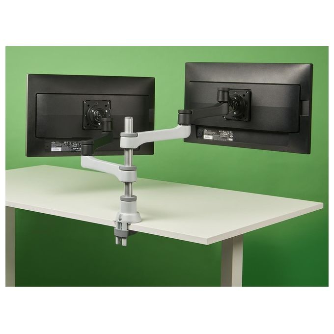 R Go Tools RGOVLZE4TWSI Braccio doppio per monitor Regolabile per 2 monitor fino a 26'' Carico 8 kg ciascuno colore Nero-Silver