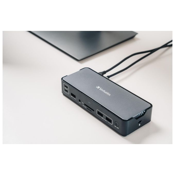 Verbatim 32171 CDS-15 Docking Station Pro USB-C 15 Porte HDMI 8K DisplayPort 1.4 Power Delivery 100W colore Nero Grigio