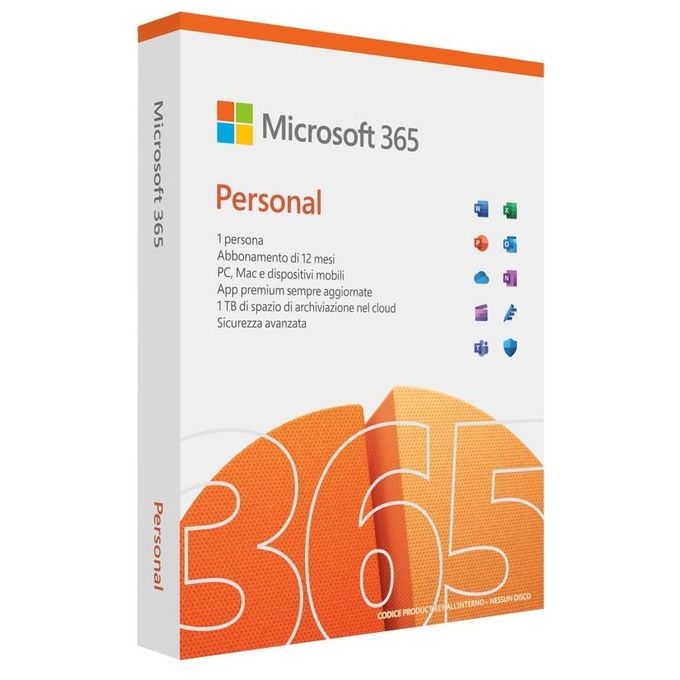 Microsoft QQ2-01746 365 Personal Abbonamento 12 Mesi 1 Utente 5 Dispositivi 1 TB OneDrive PC Mac iOS Android
