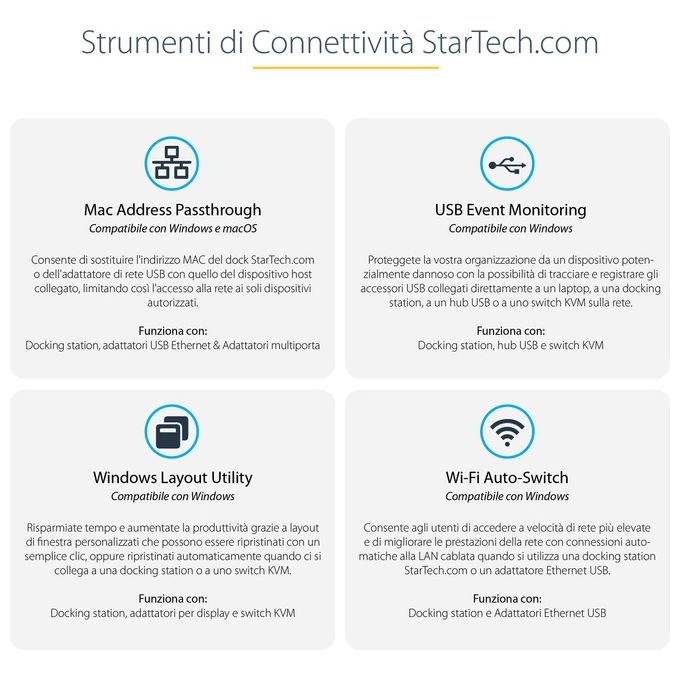StarTech.com TB4CDOCKUE Docking Station Thunderbolt 4 Power Delivery 96W Dual Monitor 4K 60Hz Single Monitor 8K 3x Thunderbolt 4 4x USB-A SD GbE colore Nero Grigio