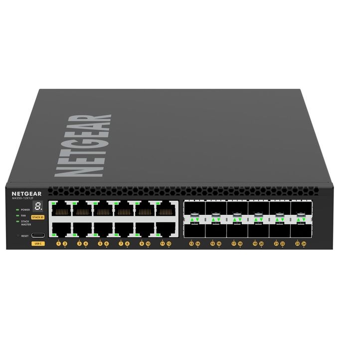 NETGEAR XSM4324-100NES M4350 Switch Gestito L3 12 Porte RJ-45 10G 12 Slot SFP+ colore Nero