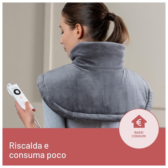 Imetec 16787 Intellisense Cervical Termoforo Cervicale e Spalle 110W 5 temperature riscaldamento rapido lavabile colore Grigio