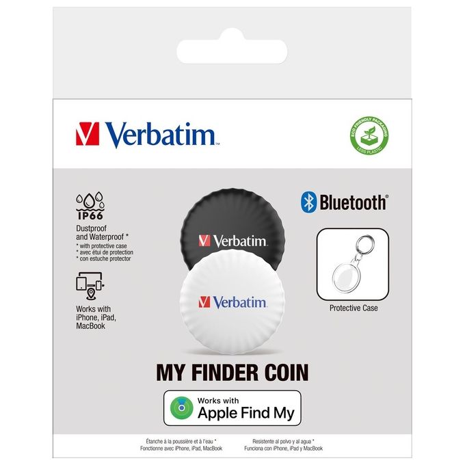 Verbatim My Finder Coin Localizzatore e Cercatore Gps Personale Nero-Bianco
