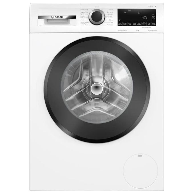 Bosch Serie 6 WGG242Z0IT Lavatrice a carica frontale 9 Kg 1200 giri Classe A Vapore Iron Assist Programma Hygiene Plus Motore Inverter EcoSilence Bianco