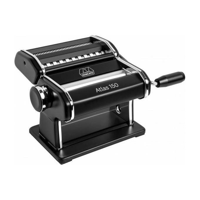 Marcato 8320BK Atlas 150 Macchina per la Pasta Manuale Alluminio Anodizzato 10 Spessori Lasagne Fettuccine Tagliolini Made in Italy colore Nero