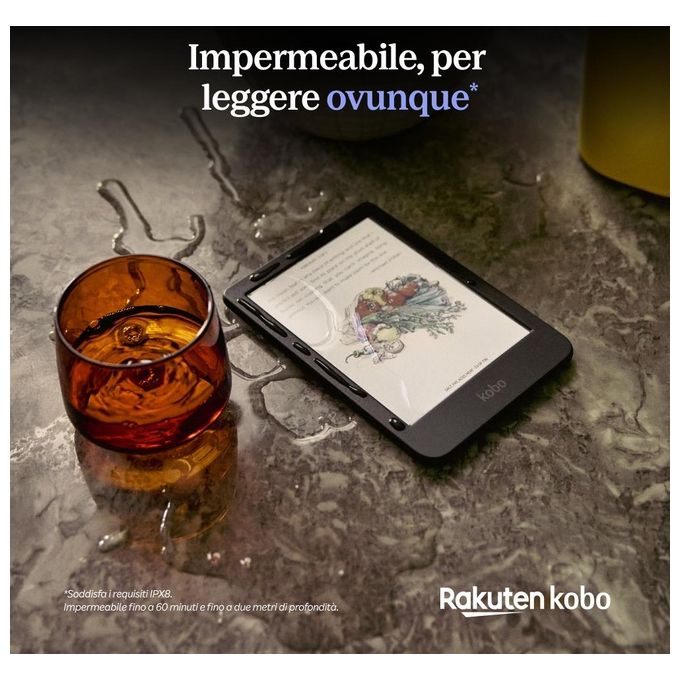 Rakuten Kobo Clara Colour, Lettore E-book, Touchscreen, 16 GB, Wi-Fi, Nero