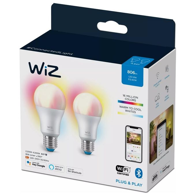 Philips Wiz Color Goccia Smerigliata E27 2 Pezzi