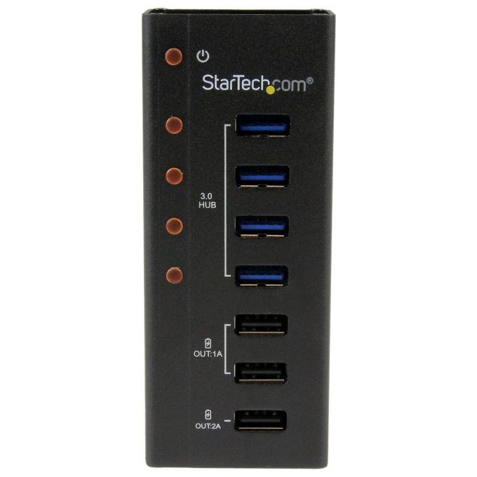 StarTech Hub USB 3.0 alimentato a 4 porte con 3 porte di ricarica USB dedicate (2 x 1A e 1 x 2A) - Box esterno in metallo per montaggio a parete