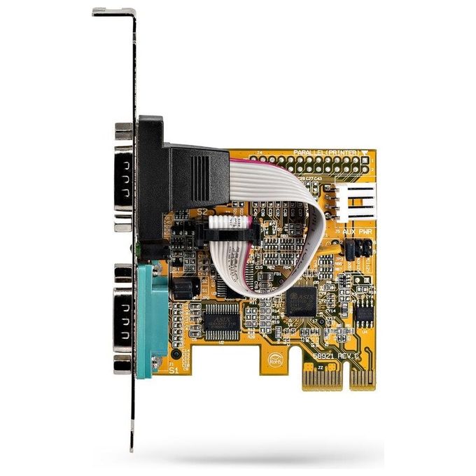 StarTech 21050-PC-SERIAL-LP Scheda seriale PCI Express a 2 porte RS232 DB9 con UART 16C1050 FIFO 256 byte Baud Rate 921,6 Kbps PCIe 2.0 x1 compatibile Windows e Linux colore Giallo