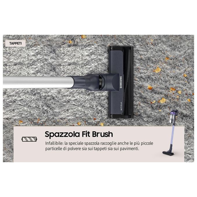 Samsung VS15A6031R4ET Jet 60 Turbo Aspirapolvere Senza Fili 150W autonomia 40 min filtro 99.999% 0.80 L 86 dB colore Viola