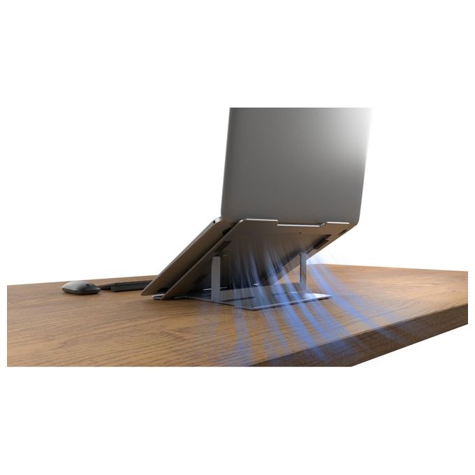 Kensington K50417WW Easy Riser Supporto per Laptop Regolabile in Alluminio 6 Livelli di Altezza e Angolazione Fino a 16'' 5 Kg colore Grigio