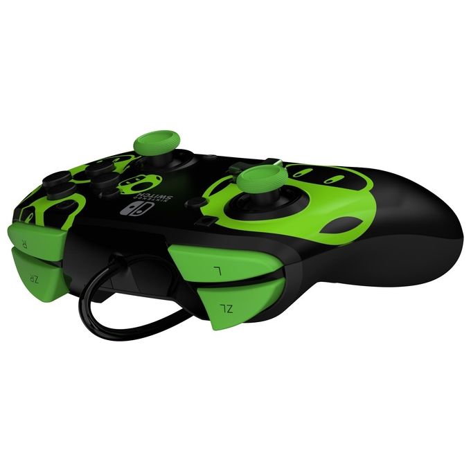 PDP 500-134-GID REMATCH: 1-Up Glow in the Dark Gamepad Cablato USB con Pulsanti Programmabili e Design Interchangeable colore Nero Verde