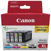 Canon 9182B010 PGI-1500 XL Multipack Cartucce d'inchiostro Pigmentato DRHD 4 pezzi Nero Ciano Magenta Giallo