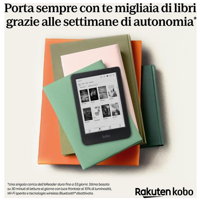 Kobo KOBO CLARA BW eReader Display E Ink Carta 1300 HD 6'' antiriflesso 16 GB Bluetooth IPX8 Modalita' Scura colore Nero