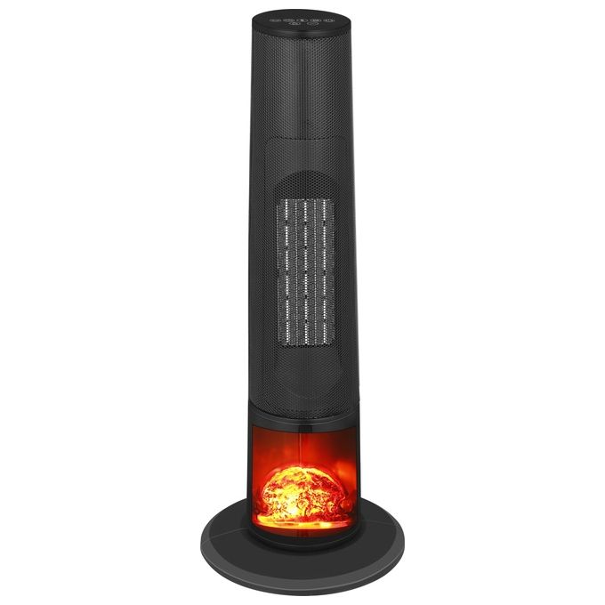 Ardes AR4P22FP ATMO Termoventilatore Torre Ceramico 2000 W con Effetto Fiamma LED Telecomando e Timer 12 h colore Nero