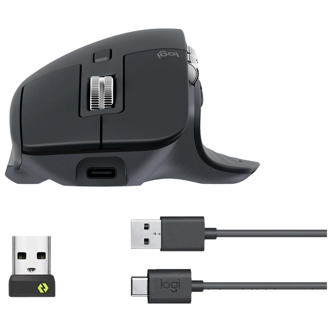 Logitech 910-006559 MX Master 3S Mouse Wireless Ergonomico 8000 DPI Bluetooth USB C Clic Silenziosi colore Grafite
