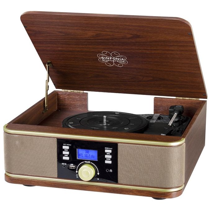 Trevi TT 1042 DAB Giradischi Stereo DAB+ FM Bluetooth USB AUX-IN MP3 33 45 78 rpm Mobile Legno colore Rosso bordeaux