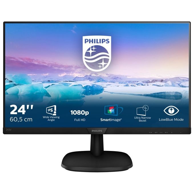 Philips Monitor Flat 24'' V-line 243V7QJABF Led Full HD IPS 1000:1 Tempo di risposta 4 ms