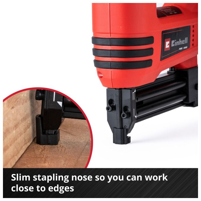 Einhell 4257790 TE-CN 18 Li - Solo Chiodatrice e Graffettatrice a Batteria 18 V Capacita' 300 pz Velocita' 20 colpi-min colore Nero Rosso