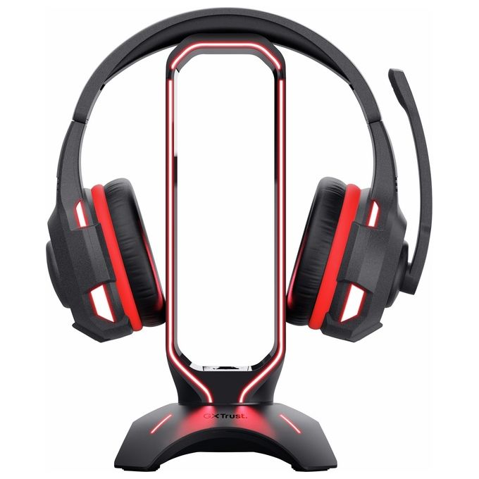 Trust GXT 265 Cintar RGB Headset Stand Supporto per Cuffie Illuminato Rgb con Due Porte Usb